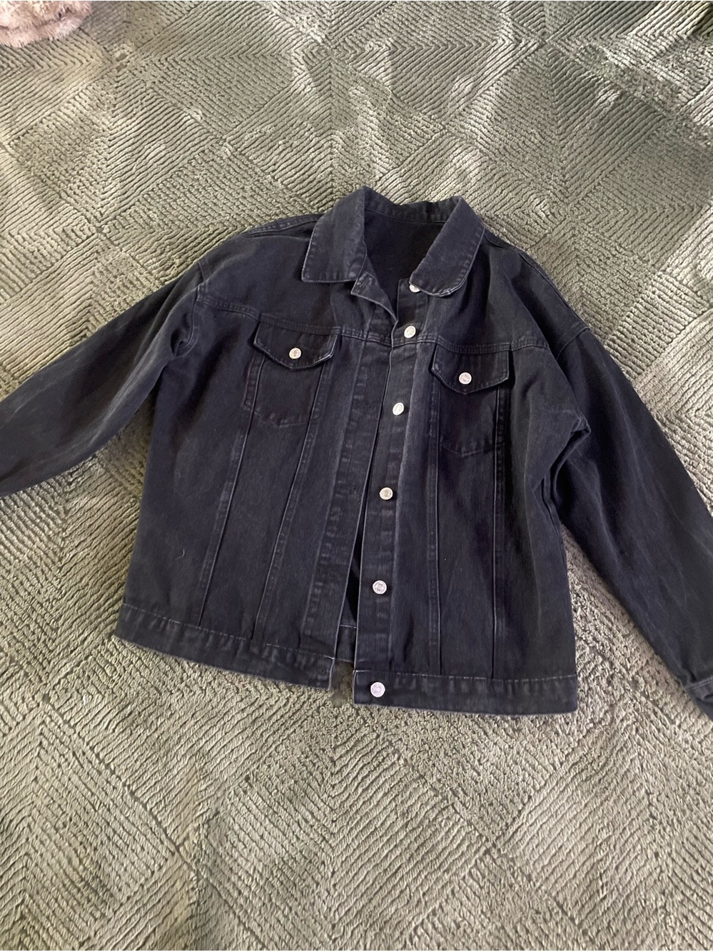 Black Denim Jacket - Classic Button-Up